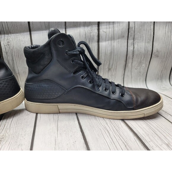 Salvatore Ferragamo Men\'s 11.2 D Leather High-Top Sneakers Black Brown Cap Toe main image 10